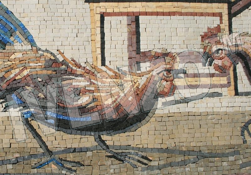 Mosaic AK008 Details cockfight from Pompeii 1