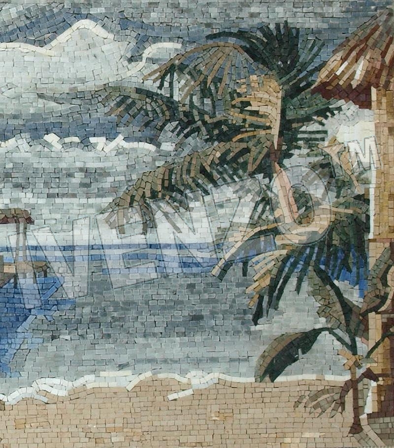 Mosaic LK011 Details Beach with palm trees 3