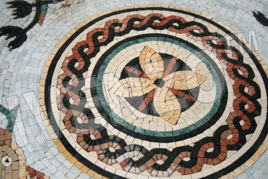 Mosaic MK002 Details Medallion with dolphins 1