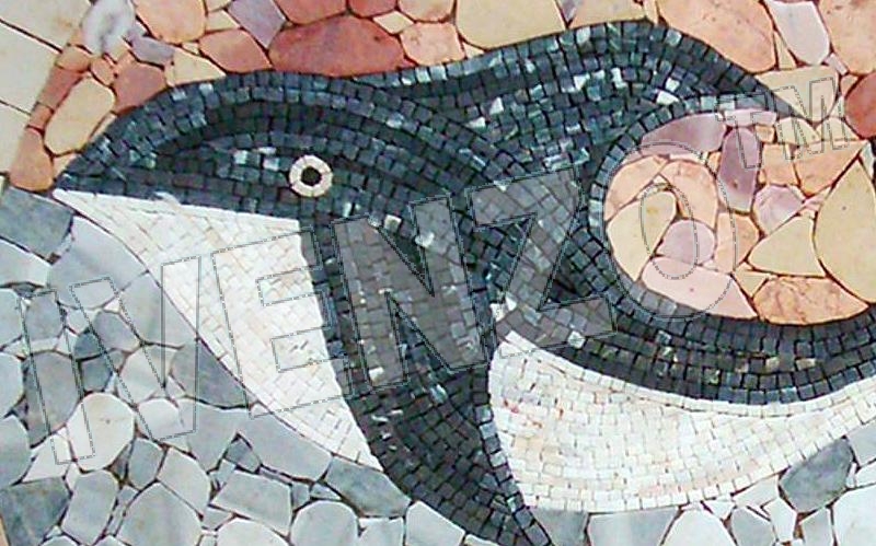 Mosaic MK018 Details Medallion with Whale 1