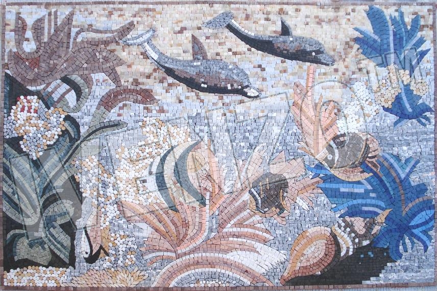Mosaic AK014 scene with fish