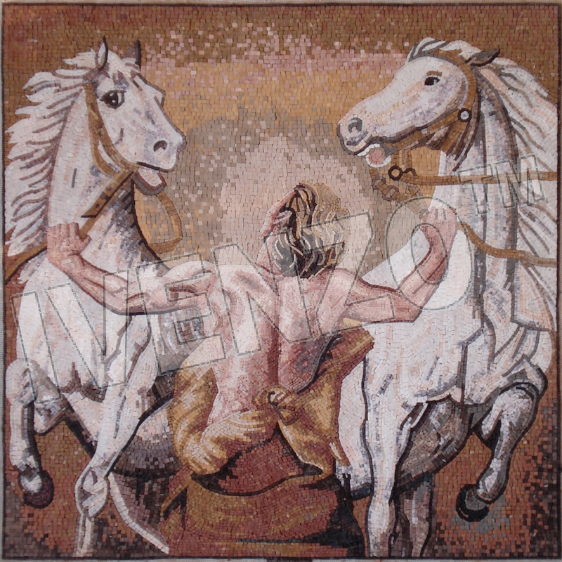 Mosaic FK109 man and horses