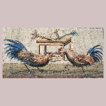 Mosaic cockfight from Pompeii