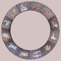 Mosaic 12 signs of the zodiac in a ring