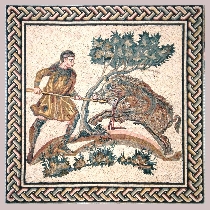 Mosaic A man hunting a boar