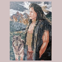 Mosaic Indian with dog