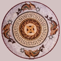 Mosaic medallion with dolphins