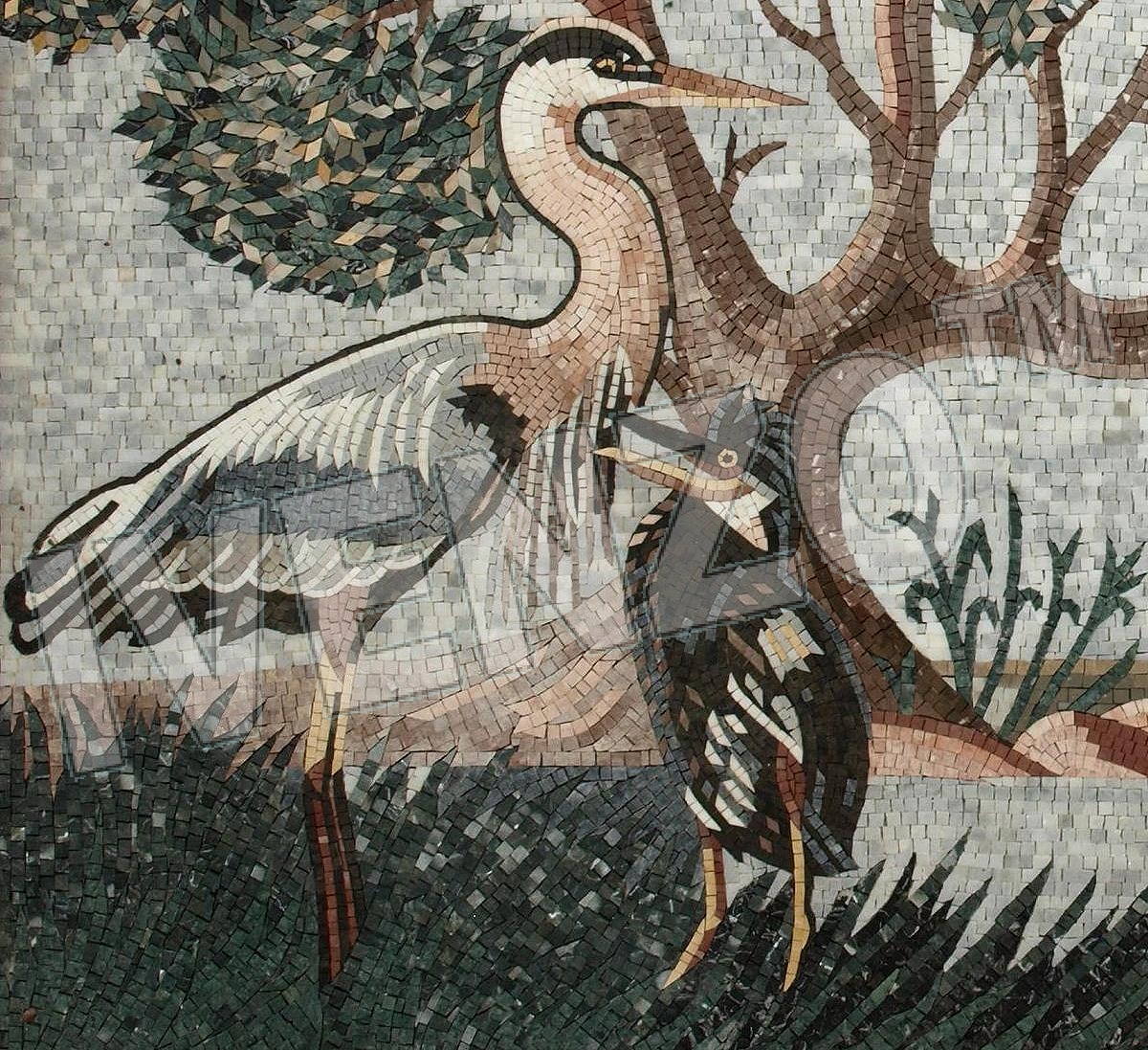 Mosaic AK047 Details seascape with herons 2