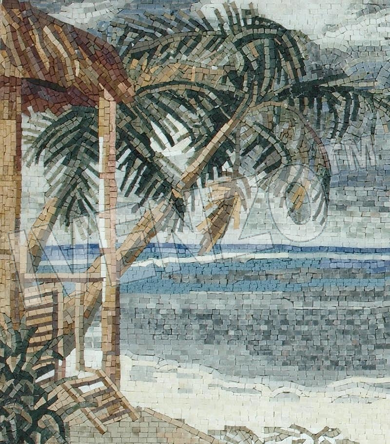 Mosaic LK011 Details Beach with palm trees 1