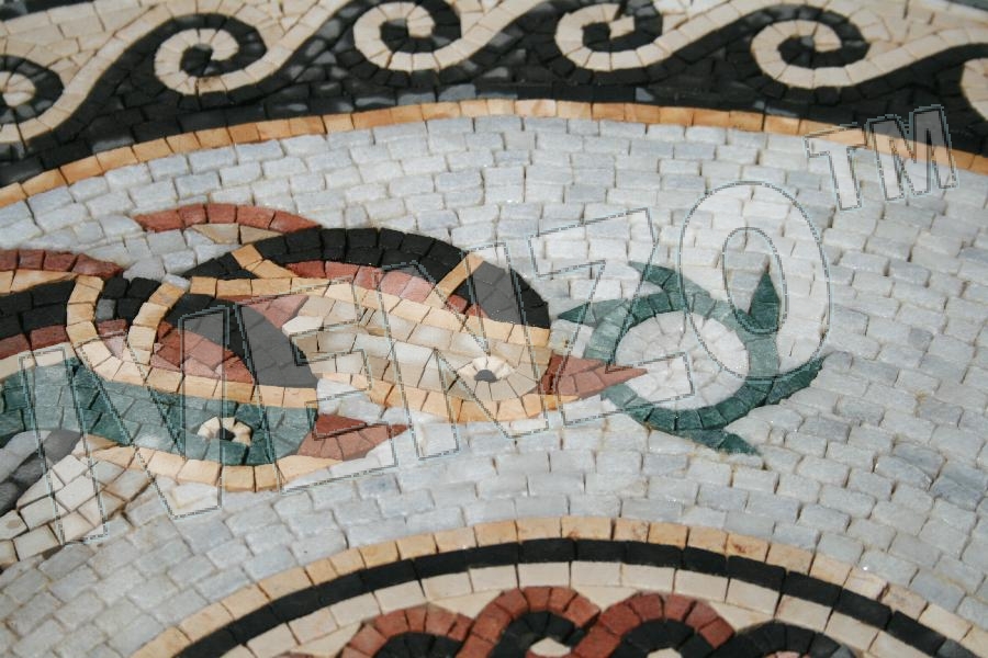 Mosaic MK002 Details Medallion with dolphins 2