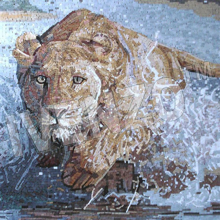 Mosaic AK034 lioness in the river