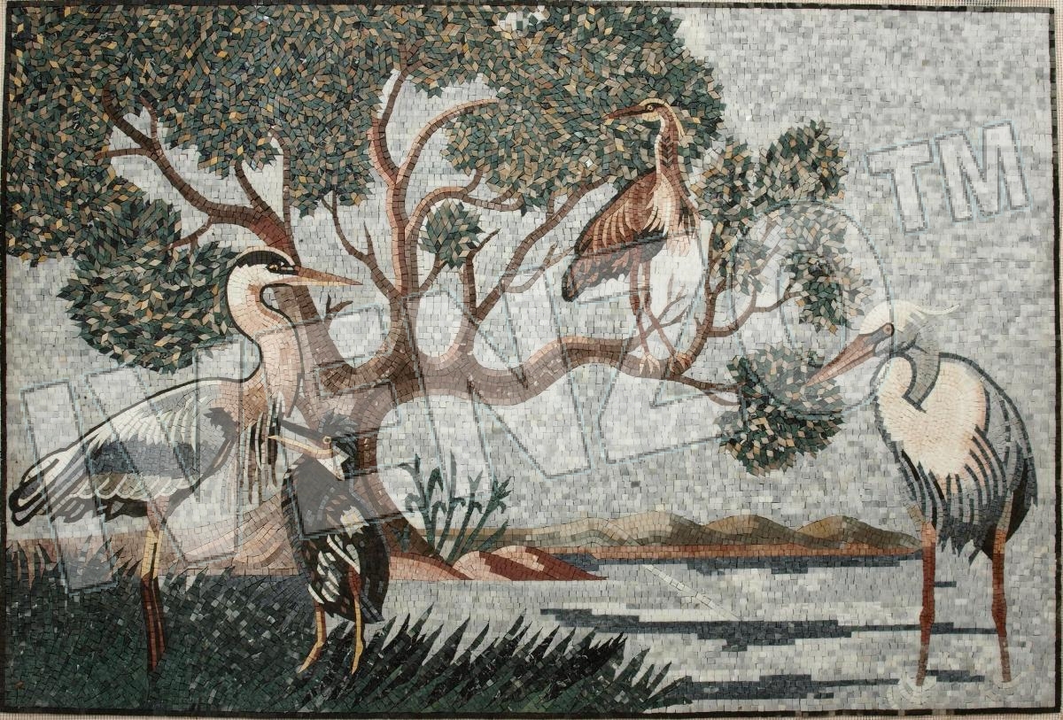 Mosaic AK047 seascape with herons