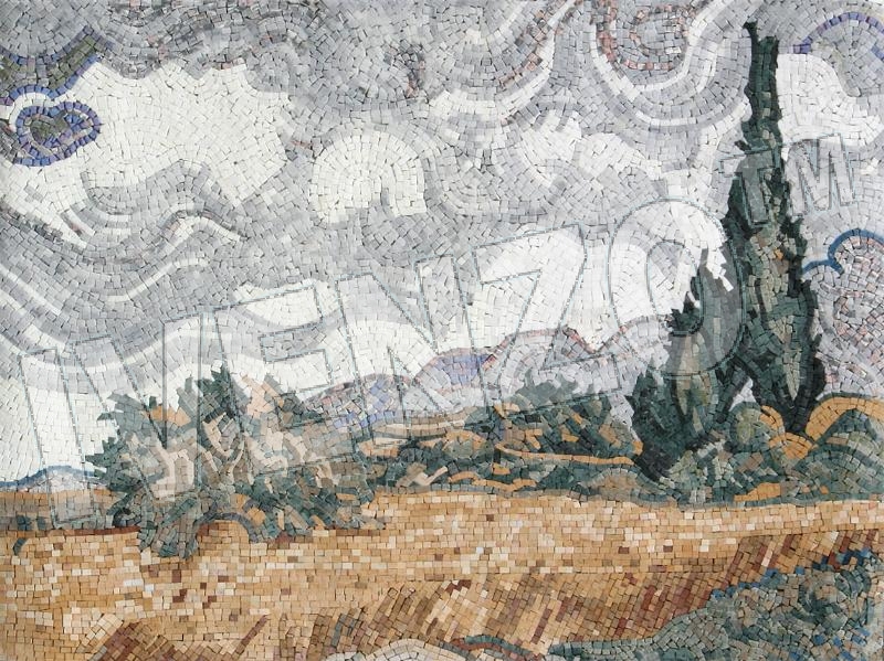 Mosaic FK059 van Gogh: Cornfield with Cypresses