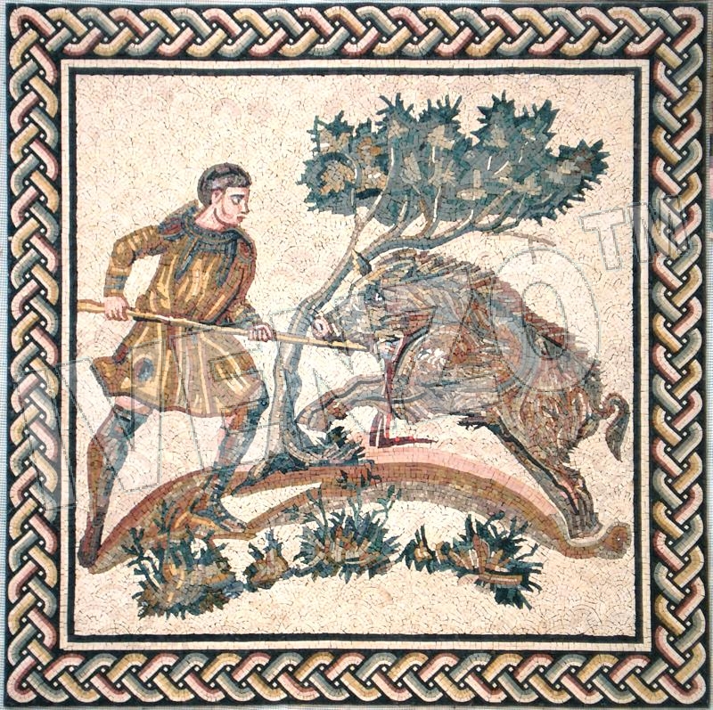 Mosaic FK106 A man hunting a boar