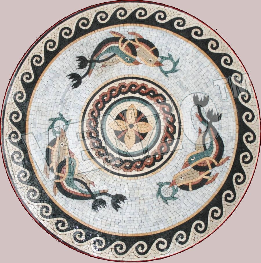 Mosaic MK002 Medallion with dolphins