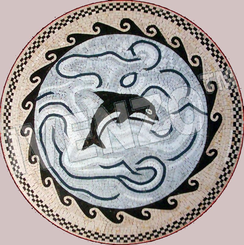 Mosaic MK021 medallion with whale