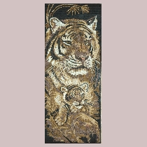 Mosaic Tiger with baby