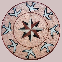 Mosaic Compass rose with birds