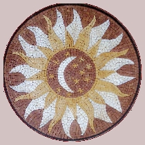 Mosaic medallion sun-moon-stars